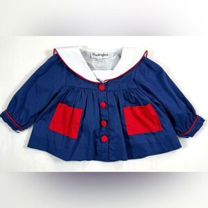 SMOCKINGBIRD Baby Girls Corduroy Nautical Sailor Blouse 9m Vintage Inspired